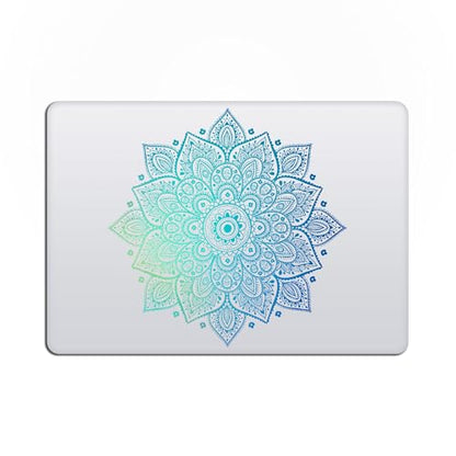 Mandala Laptop Stickers Decal - Light Green Turquoise Waterproof Transparent Large Vinyl Decals Partial Skin - Compatible with Computer Laptops & MacBook 13 15 Mac - color: Green on Transparent Material