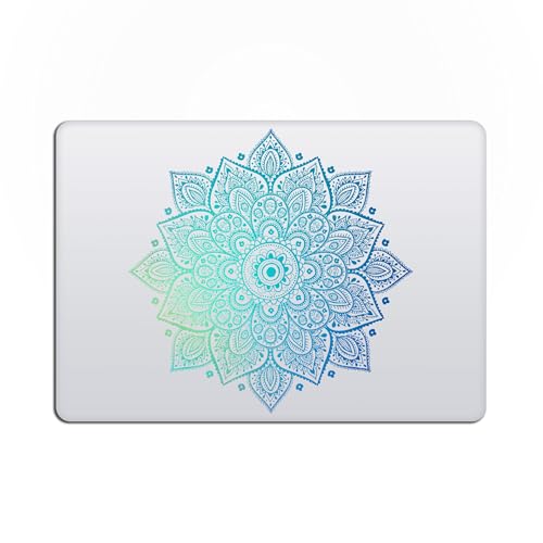 Mandala Laptop Stickers Decal - Light Green Turquoise Waterproof Transparent Large Vinyl Decals Partial Skin - Compatible with Computer Laptops & MacBook 13 15 Mac - color: Green on Transparent Material