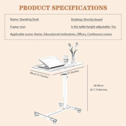 Tiltable Tabletop Standing Desk, Height Adjustable Sit Stand Table, Multifunctional Sofa Side Table, Mobile Laptop Desk, Easy to Install(Coffee Color) - color: Coffee Color