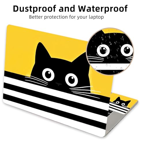 Aesthetic Laptop Skin Cover,12-15.6 Inch Universal Vinyl Sticker Decal,Waterproof Scratch-Resistant Notebook Wrap,Removable Residue-Free Protector,Black Cat Peek - color: Black Cat Peek