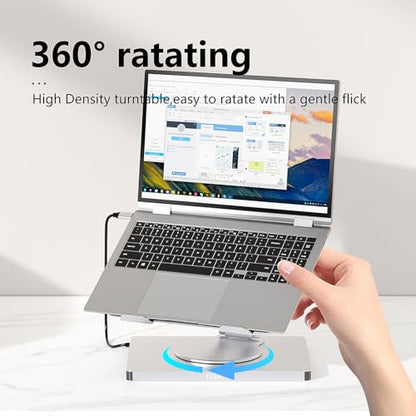 10 in 1 Laptop Docking Station Stand for MacBook Pro/Air/Surface/Dell/HP/Lenovo, Mac Type-C Hub with 4K HDMI, USB 3.0, SD/TF Card, RJ45, PD 3.0, USB C Laptop Stand Hub with 360 Rotating Base (ST109A)