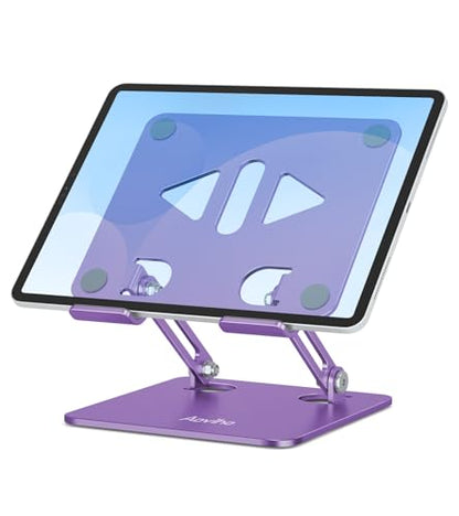 Aoviho Tablet Stand for Desk,Adjustable Tablet Holder,Purple | Stable Aluminum Design, Fits iPad Pro/Air/Mini & Samsung Tablets, Adjustable Viewing, Ideal for Office & Home - color: Purple