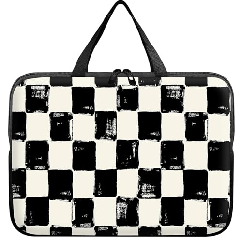 Laptop Sleeve Case Bag 13 inch, Black and White Checkered Slim Carrying Case Durable Handbag Travel Laptop Bag for 13 inch MacBook Air M3/M2/Pro M2/ 13" iPad Pro/Air M4/M2 2024 - color: Black and White Checkered, size: 13 inch
