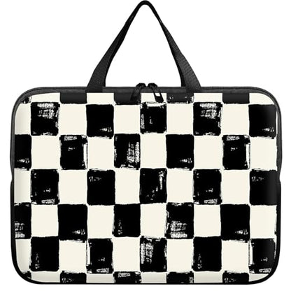 Laptop Sleeve Case Bag 15 inch, Black and White Checkered Slim Carrying Case Durable Handbag Travel Laptop Bag for 15 inch MacBook Air M3/M2/15 Pro/Surface Laptop 7/6/5/4/3/ Dell XPS 15 Plus - color: Black and White Checkered, size: 15 Inch