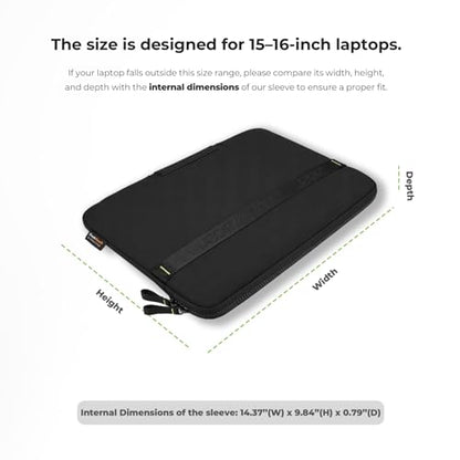 15.6-16 inch Laptop Sleeve Case Protective Briefcase Notebook Computer Bag | Waterproof Polyester, Fits Most Laptop Models, Shockproof Interior, Smooth Zippers, Slim Profile - color: Black, size: 16inch