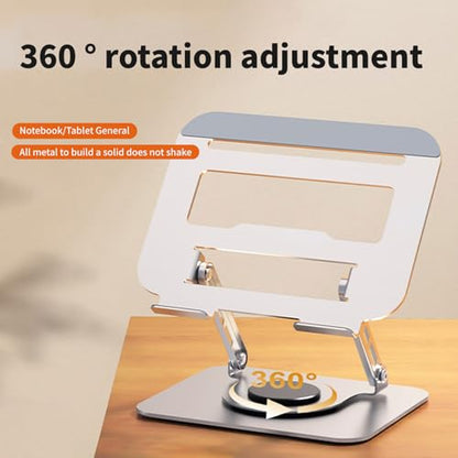 Laptop Bracket Tablet Multifunctional Desktop Lazy 360 Degree Rotation Foldable Stand Ergonomic Adjustable Notebook Holder - color: Gray