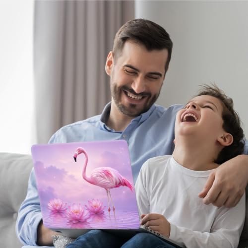 DEGDFSGR 12.1-15.6 Inch Universal Reusable Laptop Skin Sticker Decal, Waterproof Removable Protector for Notebook Cover, Scratch-Resistant Vinyl Cuttable Full Wrap Sticker, Pink Flamingo Lotus Flower - color: Pink Flamingo Lotus Flower