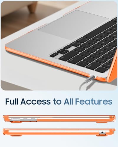 Fintie Case for MacBook Air 13 inch A3449/A3240/A3113/A2681 2022-2026 | M2/M3/M4/M5, Snap On Hard Shell, Full Port Access, Easy On/Off, Lightweight, Cosmic Orange - color: Garden-Black