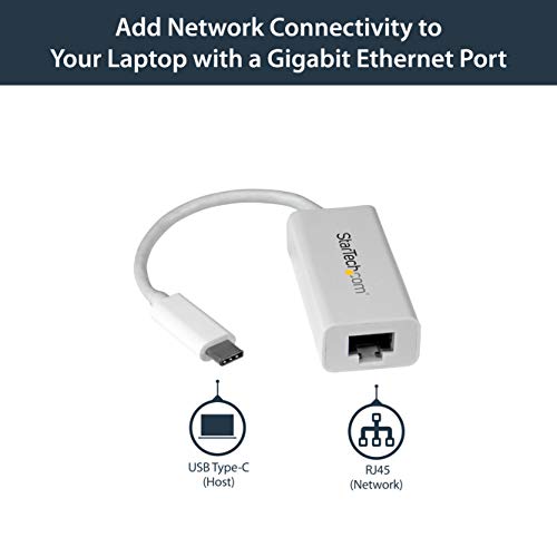 StarTech USB-C to Gigabit Ethernet Adapter, RJ45 LAN Network Converter | Thunderbolt 3 / 4 Compatible, Windows & Mac, White, US1GC30W - color: White, size: 1Gbps, style: USB-C