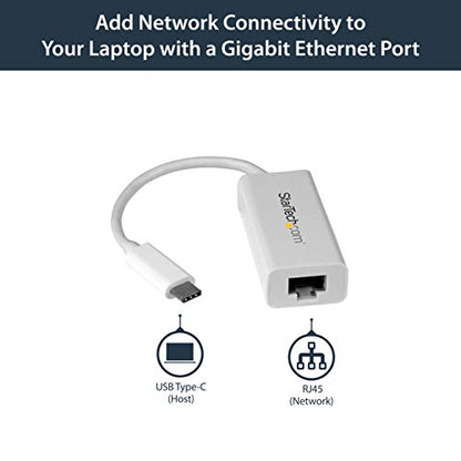 StarTech USB-C to Gigabit Ethernet Adapter, RJ45 LAN Network Converter | Thunderbolt 3 / 4 Compatible, Windows & Mac, White, US1GC30W - color: White, size: 1Gbps, style: USB-C