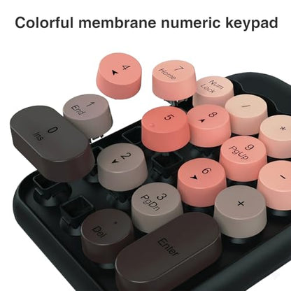 Lomiluskr Cute Wireless Number Keypad with 2.4G USB Receiver, 18 Colorful Round Keys Numpad, Portable Financial Accounting Numeric Keyboard, Suitable for PC, Laptop (Black Gradient) - color: Black Gradient