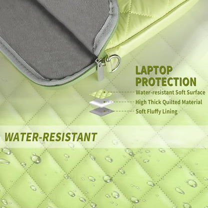 Puffy Quilted Laptop Sleeve with a Removable Shoulder Strap Compatible with MacBook Air 13 inch M2 A2681 M1 A2337 A2179 A1932 2023-2018/Pro 13 M2 M1 A2338 A2251 A2289 A2159 A1989 A1706 A1708 - color: Sleeve - Green, size: 13 inch