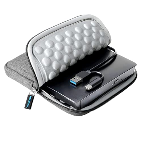 ROOFULL External CD DVD Drive for Laptop with Carrying Case | USB 3.0 Type-C CD DVD Burner Writer Portable DVD Player CD-ROM Reader for Desktop PC Windows 11/10/7 Linux Mac OS Computer - style: 2 in 1 Drive + Carrying Case (Grey)