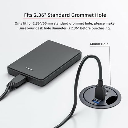 USB 3.0 Hub Sound Card USB-C 2 Port USB 60mm Desk Grommet Splitter Dock Station Headphone Mic Audio Interface for Desktop PC Desk - style: USB-C+2USB+Mic Audio
