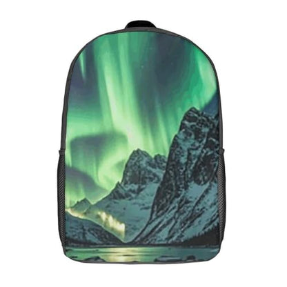 Laptop Backpack with Pocket, Large, Adjustable 17 Inch Bag, Waterproof | Northern Lights Computer Bag for Work, Breathable, Expandable Backpack for Women Men, Portable