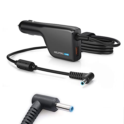 19.5V 3.33A 65W Blue Tip Car Adapter Charger with USB QC3.0 Compatible for HP Laptop Envy4 Envy6 EliteBook TouchSmart Folio Pavilion Stream Spectre Zbook chromebook Power Supply
