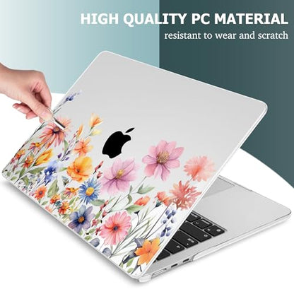Mektron for 2026/2025/2024/2023 MacBook Air 15 INCH M5 A3448 /M4 A3241 /M3 A3114 /M2 A2941 Case, Printed Plastic Hard Shell Cover with 15.3" Liquid Retina Display Touch ID, Floral P165 - color: Floral P165