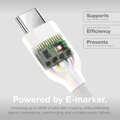NOCO XGrid XC1: 240W USB-C to USB-C Cable with 3-Foot Durable Design | USB-IF Certified, Smart E-Marker Chip, 480Mbps Data, UltraFlex Braided Nylon & Silicone Jacket, 10,000-Bend Tested