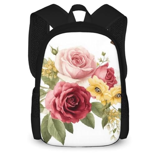 Fashion Computer Bag, Durable Travel Laptop Backpack, Water Resistant College Bag For Women Men Flower Shabby Chic Roses Buds Leaves Tulips Floral Butterfly - color: Color568