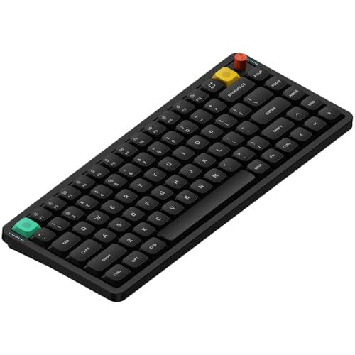 nuphy Air75 V3 Hot Swappable Wireless Mechanical Keyboard, 84 Keys 75% Custom Low Profile Keyboard with Knob, RGB Backlit, Gasket Mounted, Support Bluetooth/2.4GHz/USB-C,Black-Red Nano - color: Black, size: Red nano Switch