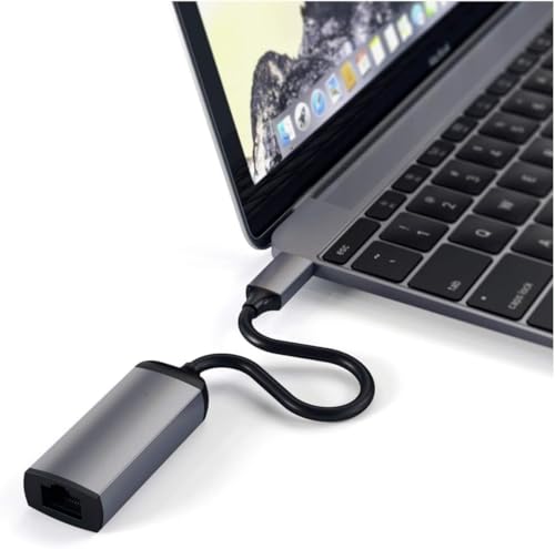 Satechi Aluminum USB-C to Gigabit Ethernet Adapter, Space Gray | Compatible with MacBook Air/Pro/Neo, iPad Air/Pro, iPad Mini, iPhone 17