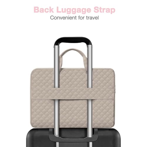 MOSISO 360 Protective Laptop Case 13.3 inch, 13-13.3 inch Laptop Sleeve | Compatible with MacBook Air/Pro 13/Pro 14,HP Dell ASUS Lenovo, Square Quilted Bag with 2 Pockets&Handle&Belt, Taupe Brown - color: Taupe Brown, size: 13.3 inch