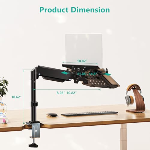 WALI Single Monitor Arm 13-32 Inch+WALI Laptop Tray Desk Mount(GSDM001+GSDM00LP)