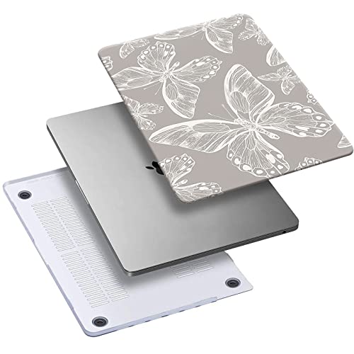 Compatible with MacBook Pro 13 inch Case 2022-2016 Release M2 M1 A2338 A2289 A2251 A2159 A1989 A1706, Plastic Hard Shell Case & Keyboard Cover, Has Logo Cutout, Butterfly - color: 02 Butterfly