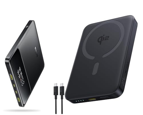 Baseus Laptop Portable Charger 100W 20000mAh Qi2 Certified 15W Wireless Magnetic Power Bank 10000mAh with USB-C Cable