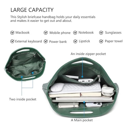 Official Document Computer Bag Stylishly Sleek with Multiple Compartments and Easy to Carry Design - color: Forest Green/Pu