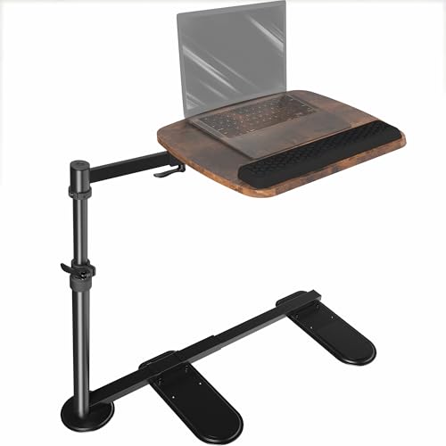VIVO 20 inch Over Couch Swivel Table, Laptop Desk for Remote Work, Portable Recliner Workstation with Height Adjustable Swing Arm, Vintage Brown/Black, DESK-ST02C-N - color: Vintage Brown