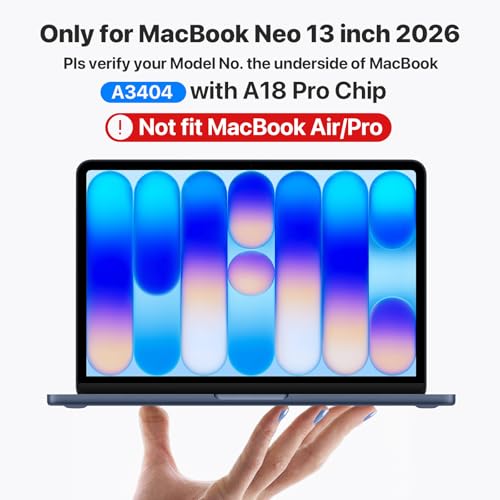Soonjet for MacBook Neo 13 inch Case 2026 A3404 Hard Shell + Keyboard Cover | Official Indigo Clear, Anti Scratch & Fingerprint, Blue Matte, Protective Mac Laptop Cover, Thin & Light, Durable Plastic - color: Frost Indigo