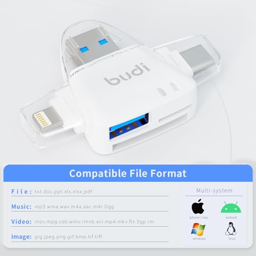 SD Card Reader for iPhone, 6-in-1 Micro SD TF Memory Card Reader Trail Camera Viewerport Adapter,Compatible with ipad/Android/Mac/Computer/Camera(White) - size: Mini