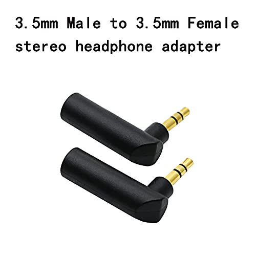 3.5mm Angle Male to Female Audio Adapter, 90 Degree Right Angle Gold-Plated TRS Stereo Jack Plug AUX Connector Compatible with Headset, Tablets, MP3 Players, Speakers(2 Pack)