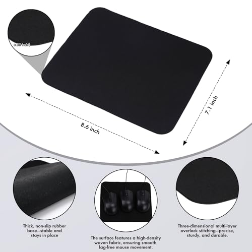 Tallew 20 Pack USB Wired Mouse with 20 Mouse Pads, 3-Button Corded Computer Mice Bulk for PC Desktop, Laptop, Office, School Classroom Use, Black