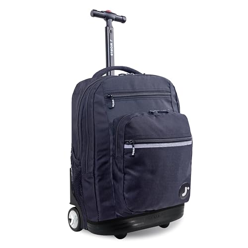 J World Sundance Laptop Rolling Backpack for Girls Boys. Roller Bookbag with Wheels, 20 Inch, Black - color: Black