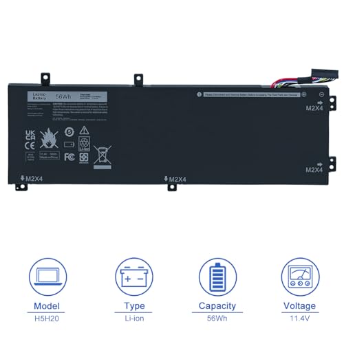 JOTACT H5H20 56Wh 11.4V Laptop Battery Compatible with Dell XPS 15 9590 9570 9560 9550 15-9550 Precision 15 5510 5520 5530 5540 Series RRCGW 62MJV M7R96 5D91C 05D91C 5041C - size: 10.56*4.53*0.15 inch H5H20