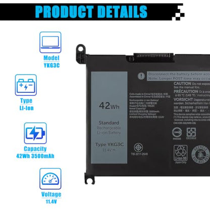 42Wh YKG3C Laptop Battery Replacement for Dell Chromebook 3120 Chromebook 3120 2-in-1 Series Notebook 0YKG3C 0RF9H3 11.4V 3500mAh - size: 7.53*4.08*0.22 inch YKG3C