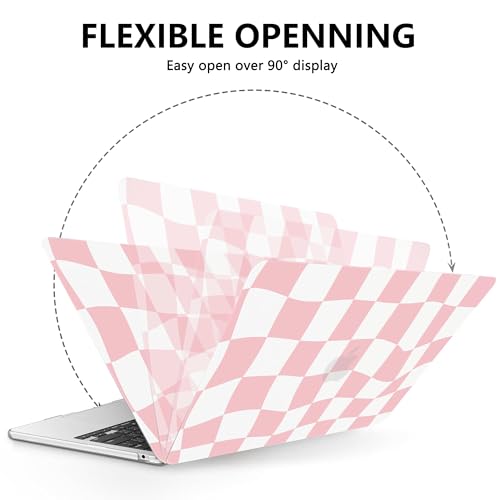 AKIT for MacBook Air 13 inch Case M5 M4 M3 M2 2026-2022, Pink Checkboard | A3449 A3240 A3113 A2681, Funny Pattern Hard Shell Laptop Case+Screen Protector+Keyboard Cover for MacBook Air 13.6 inch - color: Pink Checkboard