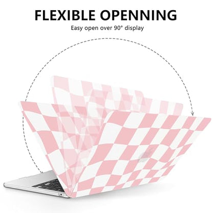 AKIT for MacBook Air 13 inch Case M5 M4 M3 M2 2026-2022, Pink Checkboard | A3449 A3240 A3113 A2681, Funny Pattern Hard Shell Laptop Case+Screen Protector+Keyboard Cover for MacBook Air 13.6 inch - color: Pink Checkboard