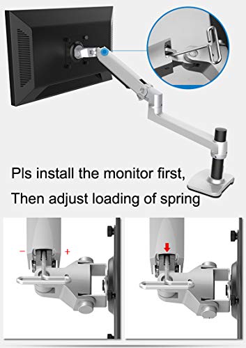 XSJ8012WT Aluminum Alloy Mechanical Spring Arm Wall Mount Laptop Holder Full Motion Laptop Mount Arm Monitor Stand (Black) - color: Black