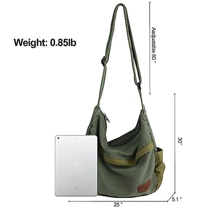 Large Canvas Messenger Bag with Multiple Pockets for Men and Women, Crossbody Shoulder Tote Hobo Laptop Bag - color: 6 - Navyblue