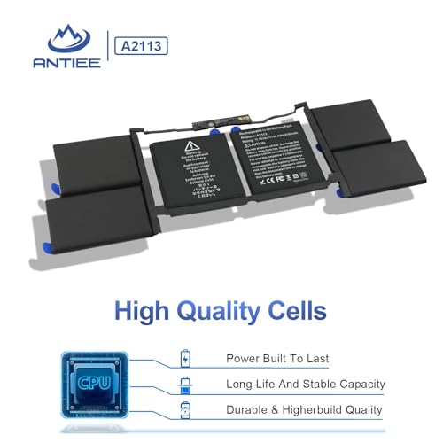 ANTIEE A2141 Battery Replacement, A2113 Battery for MacBook Pro 16 Inch A2141, Release 20192020, EMC 3347, MVVL2 MVVL2LL/A MVVM2 MVVM2LL/A MVVK2 MVVK2LL/A MVVJ2 MVVJ2LL/A 11.36V 99.8Wh 8790mAh - size: 14*6*0.2inch A2141