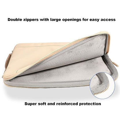 LANDICI 14 to 15 Inch Protective Laptop Sleeve with Handle, Apricot | Slim water-resistant case with reinforced 360-degree padding protects MacBook, Surface, Chromebook and other laptops - color: Apricot, size: 14-15 Inch