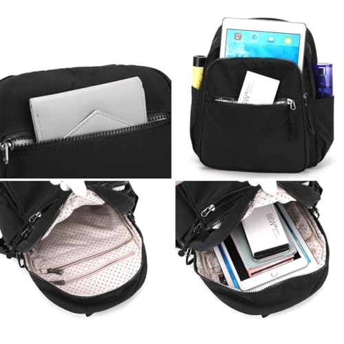 Tanweibago Mini Nylon Women Backpacks,11L Small Ladies backpacks Casual Lightweight Women Shopping Travel Daypack (Y2-Black) - color: Y2-black
