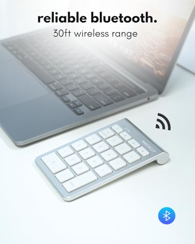 Macally Bluetooth Number Pad for Laptop - Wireless Numeric Keypad - 22 Key Numeric Keypad for Data Entry, Numpad Compatible with Mac, iMac, MacBook, iPad, iPhone, iOS, Laptop, PC, Android - Silver - color: Silver