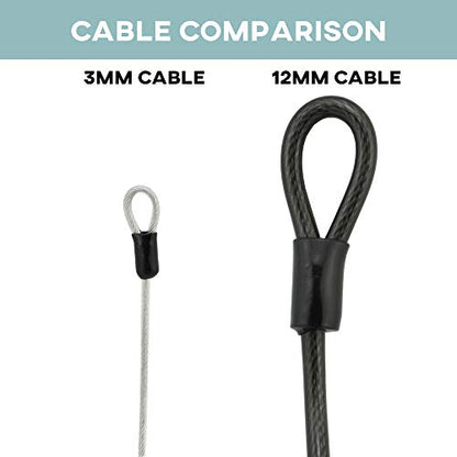 Lumintrail 3mm (1/8 Inch) Braided Steel Coated Security Cable Luggage Lock Safety Cable Wire Double Loop (15ft) - size: 15-FT (1 Pack)