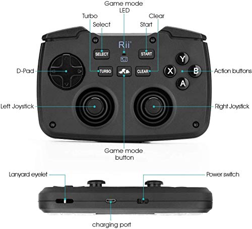 Rii RK707 3 in 1 Multifunctional 2.4GHz Wireless Portable Game Controller | 62-Key Rechargeable Keyboard Mouse Combo Turbo Vibration Function for PC/Raspberry pi2/Android TV Google/TV B