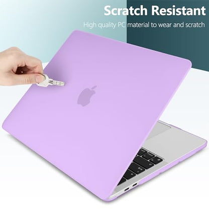 for MacBook Pro 13 inch Case 2023 2022 2021 2020 Release Model: A2338 M2/M1 A2289 A2251 with Touch Bar & Touch ID, Frosted Matte Plastic Hard Shell Case & Keyboard Cover, Purple - color: Purple