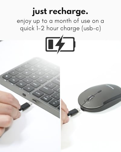 Macally Bluetooth Mac Keyboard and Mouse (Compact, Multi Device, Rechargeable) - Wireless Apple Keyboard and Mouse Combo - for Mac mini/Studio, MacBook Pro/Air, iMac, iPad, iPhone - Space Black - color: Space Black